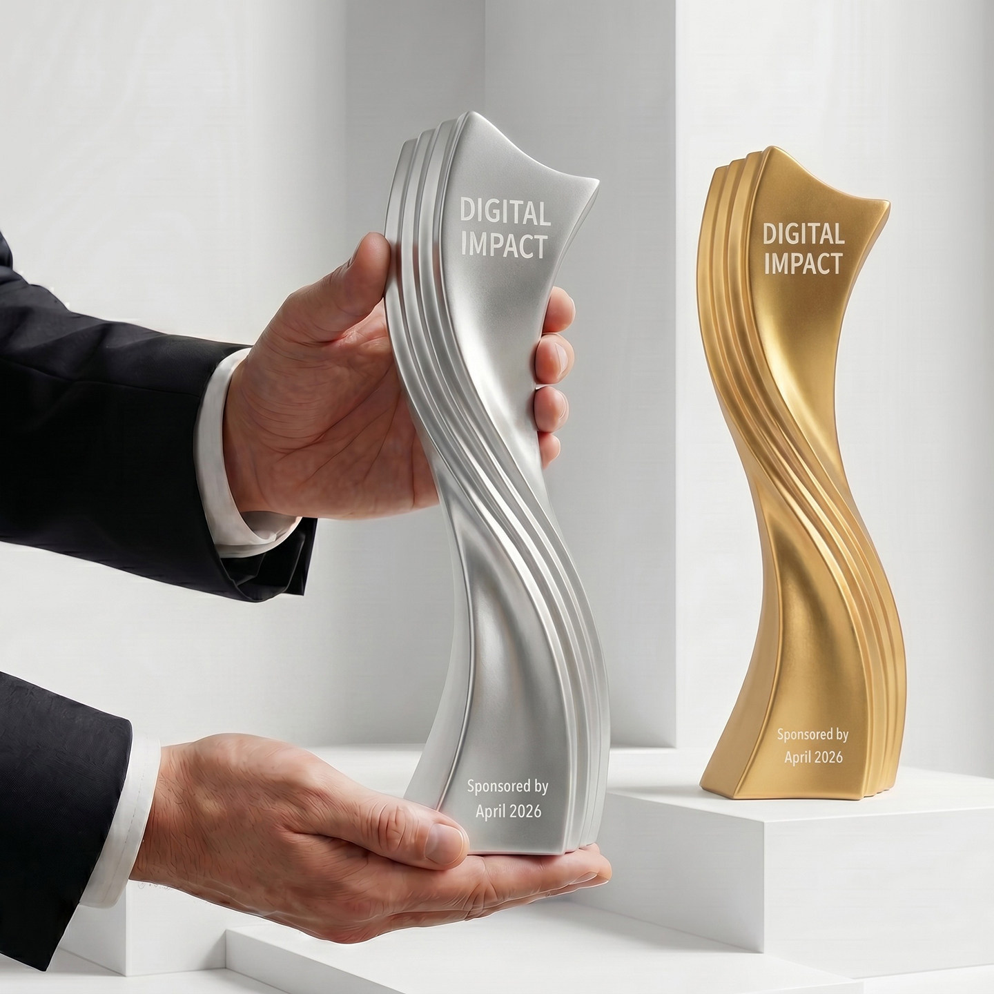 Customization Irregular Twisted Resin Trophy Excellent Employees Gold Silver Copper Imitate Metal Resin Trophy