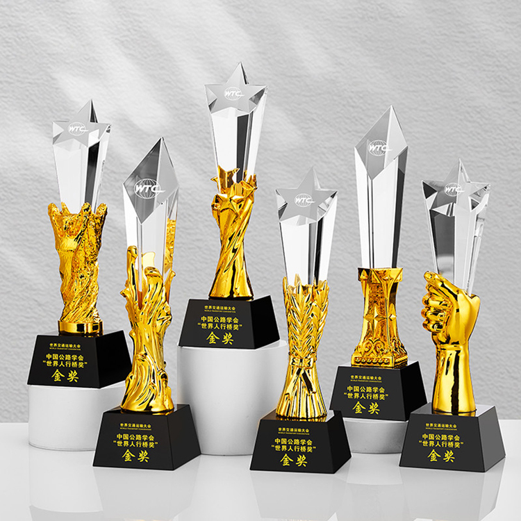Custom Engraved Star Crystal Trophy Award with Personalized Logo for Corporate Recognition Ceremony