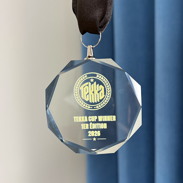 Personalized Crystal Glass Octagon Shaped Medallion Medal MH-LJ0661