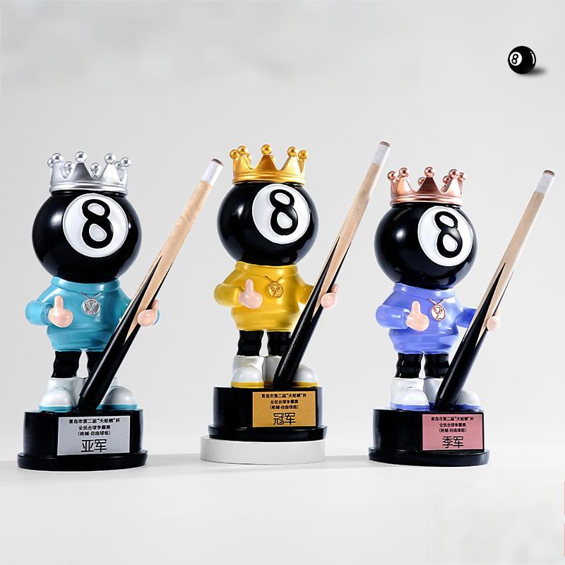 Custom Black Eight Figurine Trophy Eco-friendly Resin Trophy for Billiard Events