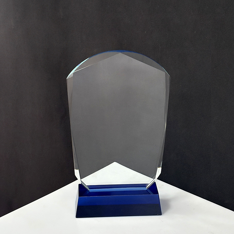 Blank Rectangle Crystal Trophy with Blue Base MH-J0733
