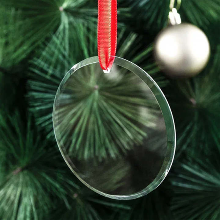 Fashion Round Crystal Ornaments Blank Christmas Pendants Tree Hanging Crystal Glass Pendant Decorations