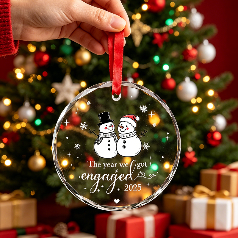 Premium Clear Crystal Glass Blank Charm UV Print Xmas Hanging Ornament for Home Holiday Decor