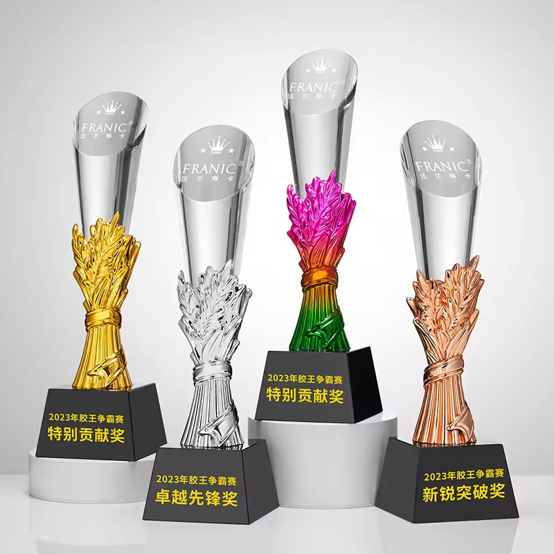 Hot Selling Crystal Trophy Glass Awards Souvenir Resin Trophy Custom Logo Engrave Crystal Trophy Champion Award