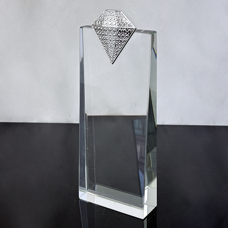 Gold Silver Metal Diamond Crystal Glass Awards Plaque Trophy MH-LJ0690
