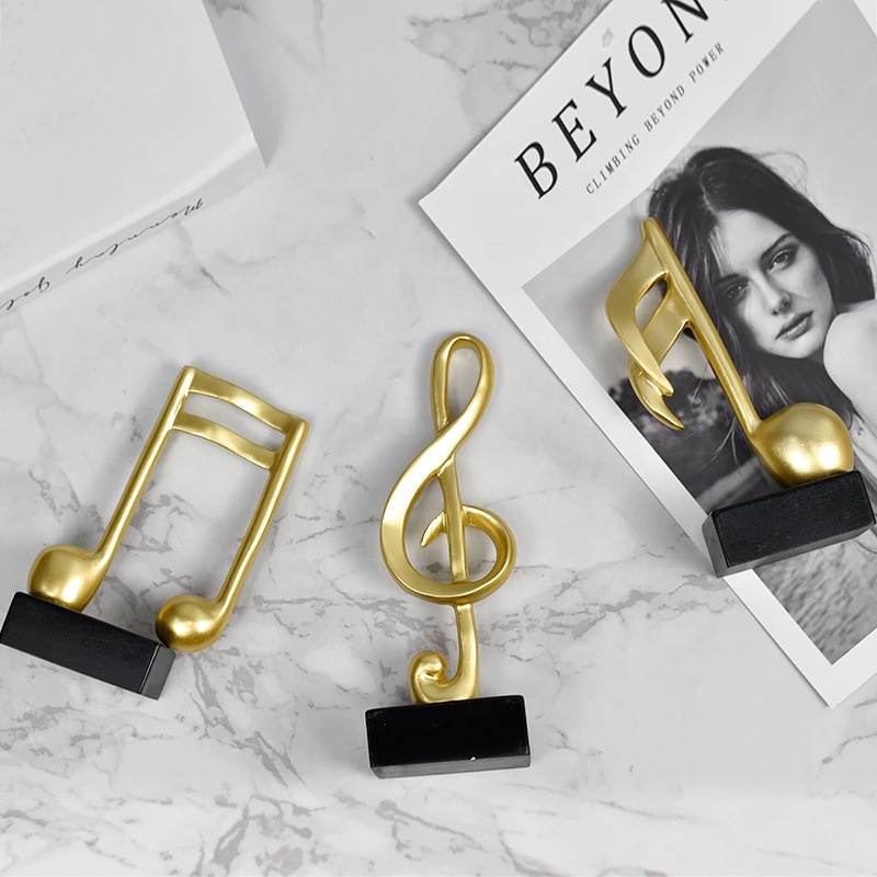 Modern Minimalist Music Trophy Clef Notes Piano Resin Art Crafts Ornaments for Home Decoration