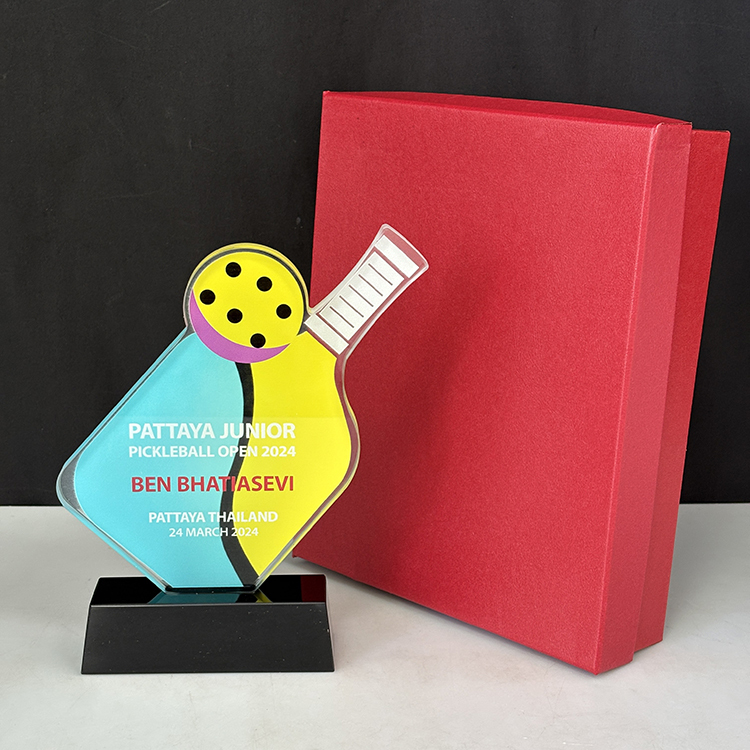Full Color Printing Glass Crystal Pickleball Sports Trophy MH-LJ0722