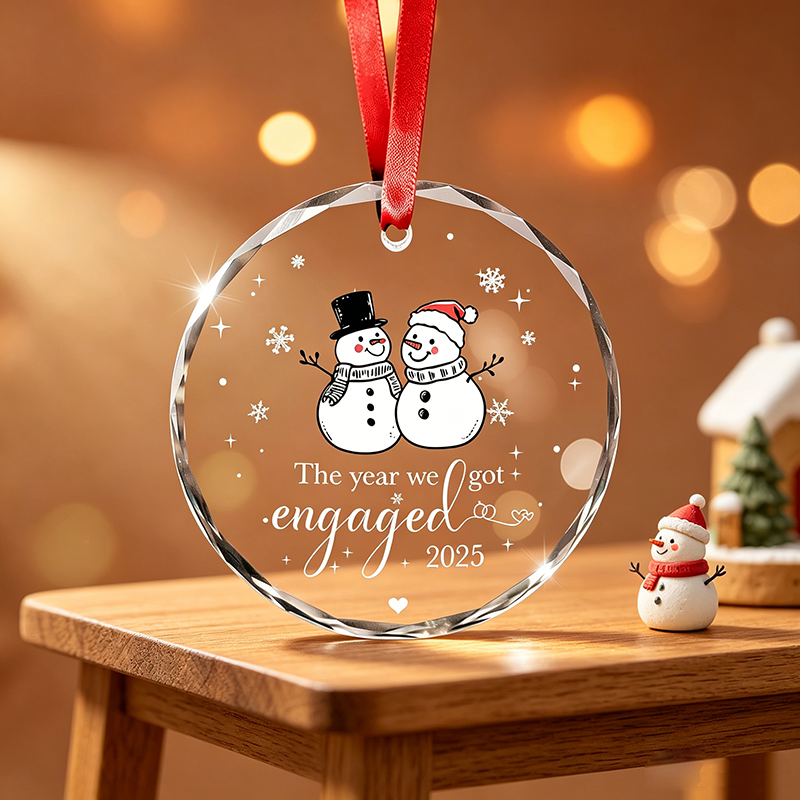 Premium Clear Crystal Glass Blank Charm UV Print Xmas Hanging Ornament for Home Holiday Decor