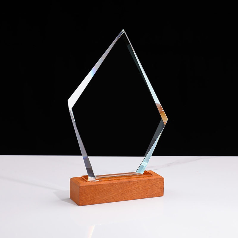 Manufacturing Wooden Trophy K9 Blank Crystal Glass Cheap Awards Personalized for Winners Souvenirs