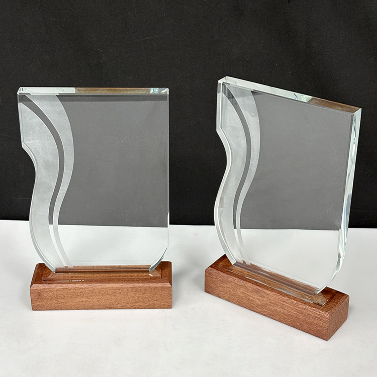 Blank Rectangle Crystal Trophy with Wooden Base MH-LJ0719