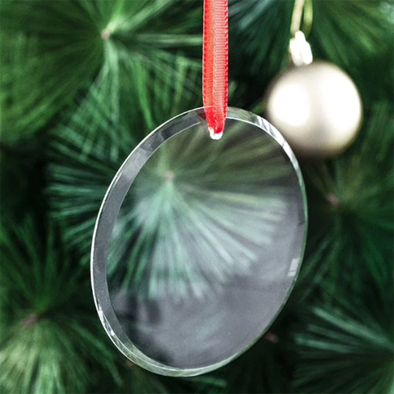 Fashion Round Crystal Ornaments Blank Christmas Pendants Tree Hanging Crystal Glass Pendant Decorations