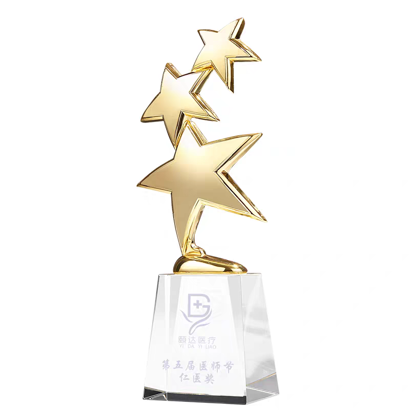 Wholesale Creative Crystal Star Trophy Bulk Buy Sandblasted Custom Logo Dance Sports Award