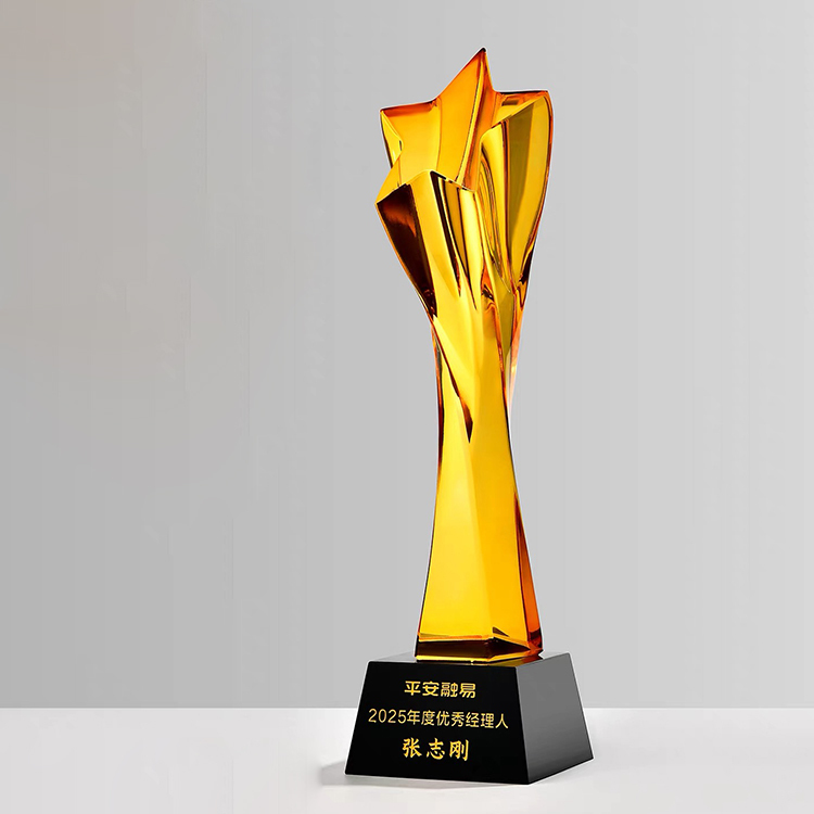 Yellow Star Tower Crystal Glass Awards Trophies MH-LJ0682