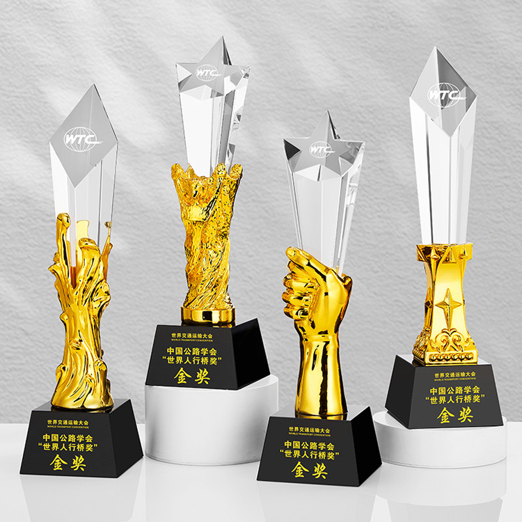 Custom Engraved Star Crystal Trophy Award with Personalized Logo for Corporate Recognition Ceremony