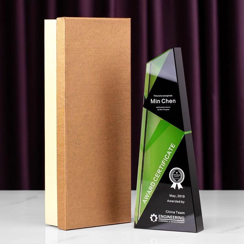 Wholesale Purple Blue Green Full Color Printing Crystal Trophy Awards