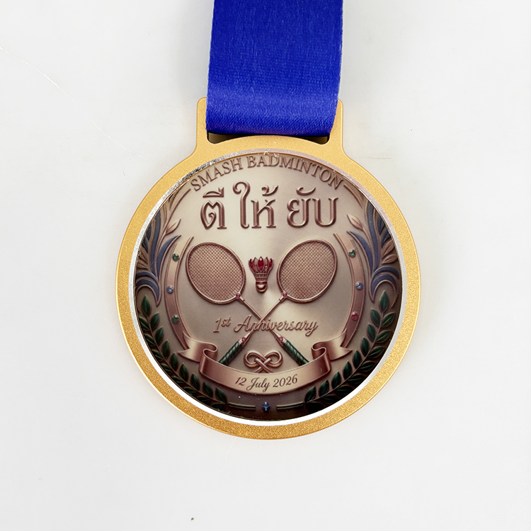 Personalized Gold Silver Bronze Metal Round Crystal Glass Medallion Medal MH-LJ0695