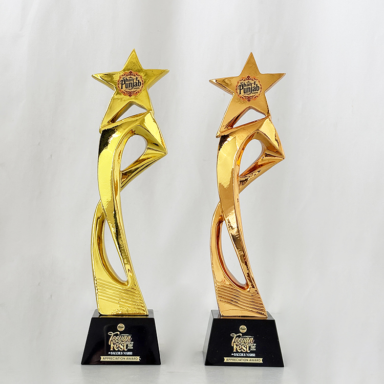 Gold Bronze Resin Star Crystal Plaque Crystal Trophy Award MH-LJ0450