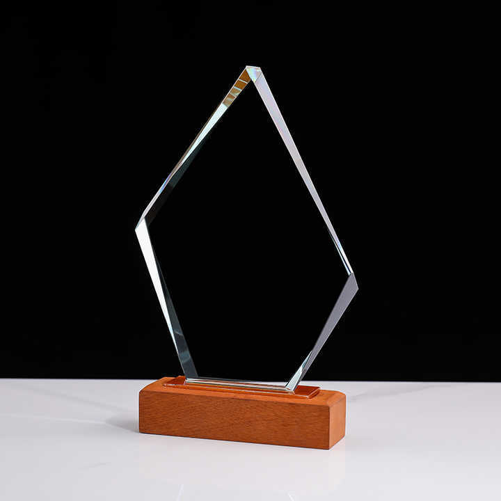 Manufacturing Wooden Trophy K9 Blank Crystal Glass Cheap Awards Personalized for Winners Souvenirs