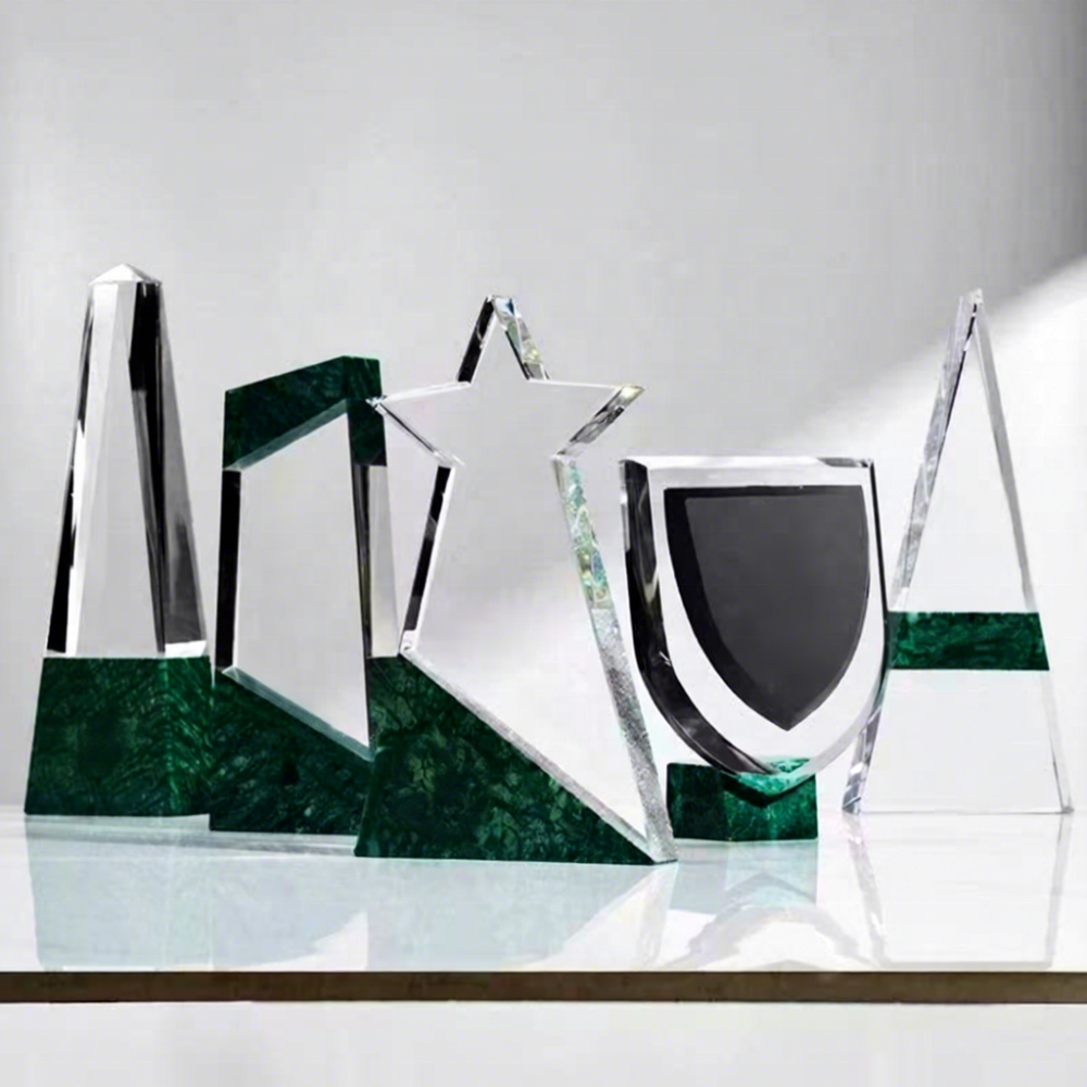 Engraved Crystal Trophy Bases Pyramid Style UV Printing Corporate Glory Professional Custom Logo