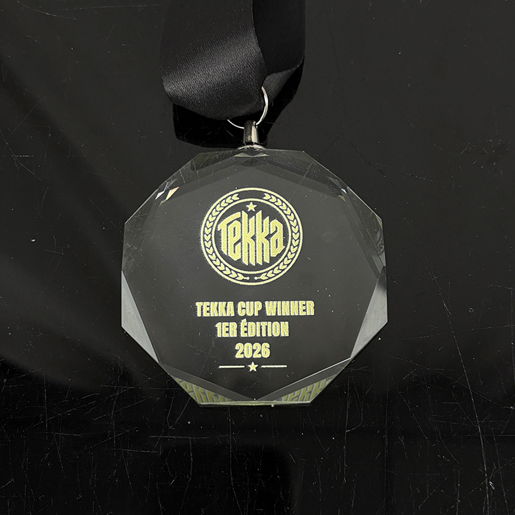Personalized Crystal Glass Octagon Shaped Medallion Medal MH-LJ0661