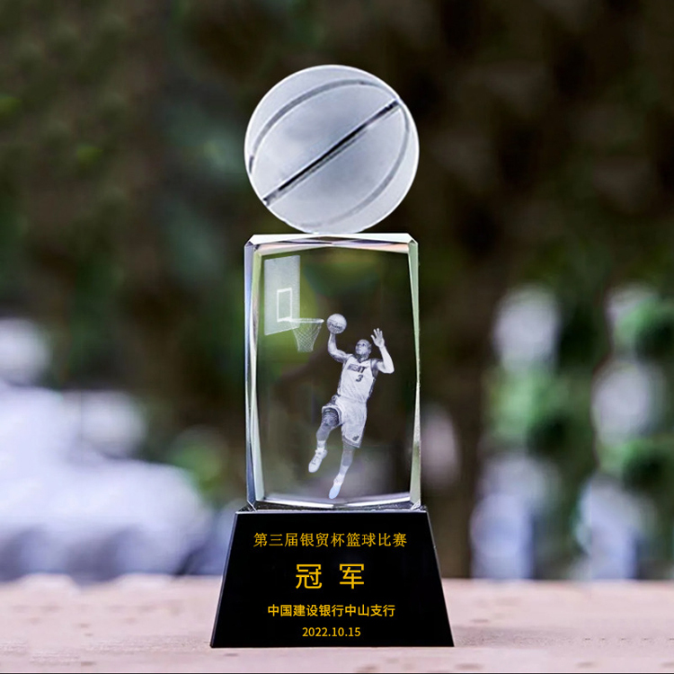 Professional Custom Crystal Block 3d Laser Soccer Crystal Trophy Fantasy Football Trophy Cup