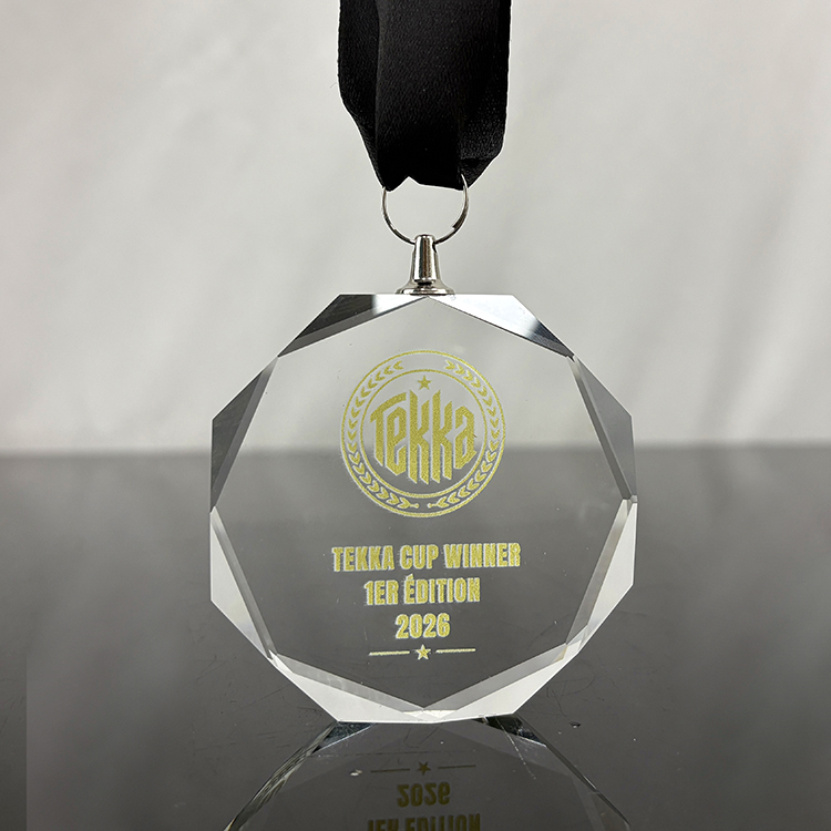 Personalized Crystal Glass Octagon Shaped Medallion Medal MH-LJ0661