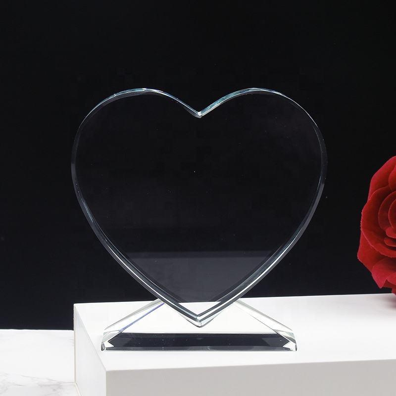 Custom Blank Crystal Trophy Award Personalized Blank Award Crystal Glass Romantic DIY Heart Trophy Designs