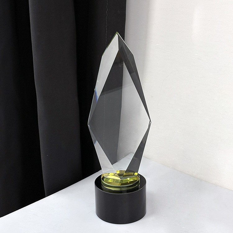 Blank Glass Crystal Trophy with Round Black Base MH-J0655