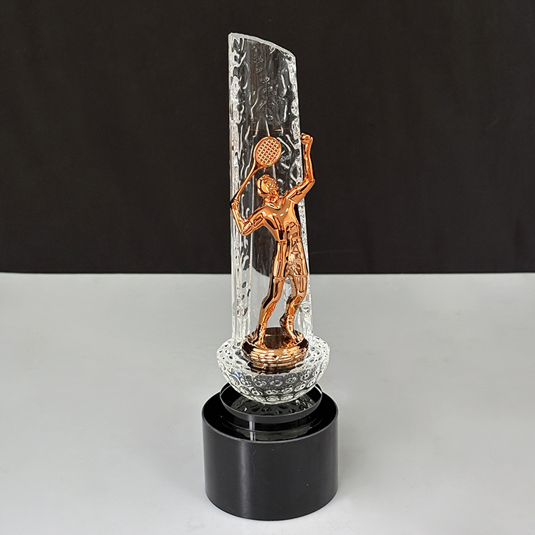 8x26.5cm Gold Silver Bronze Metal Tennis Player Crystal Tennis Trophy MH-LJ0634