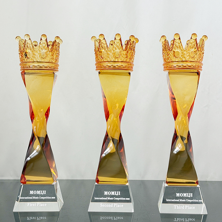 Amber Crown Crystal Glass Awards Trophy MH-LJ0627