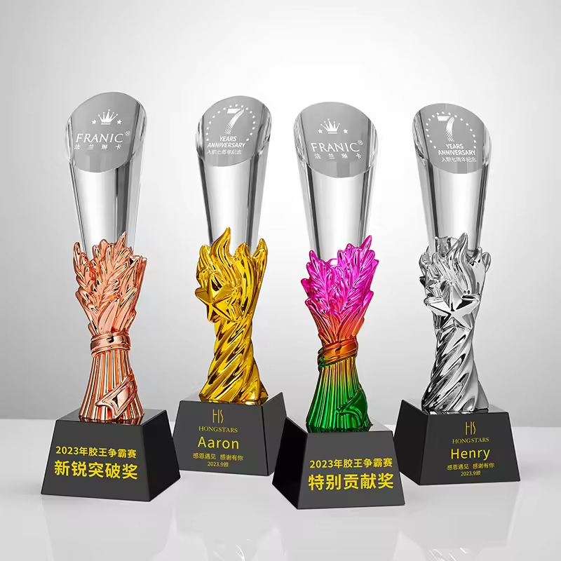 Hot Selling Crystal Trophy Glass Awards Souvenir Resin Trophy Custom Logo Engrave Crystal Trophy Champion Award