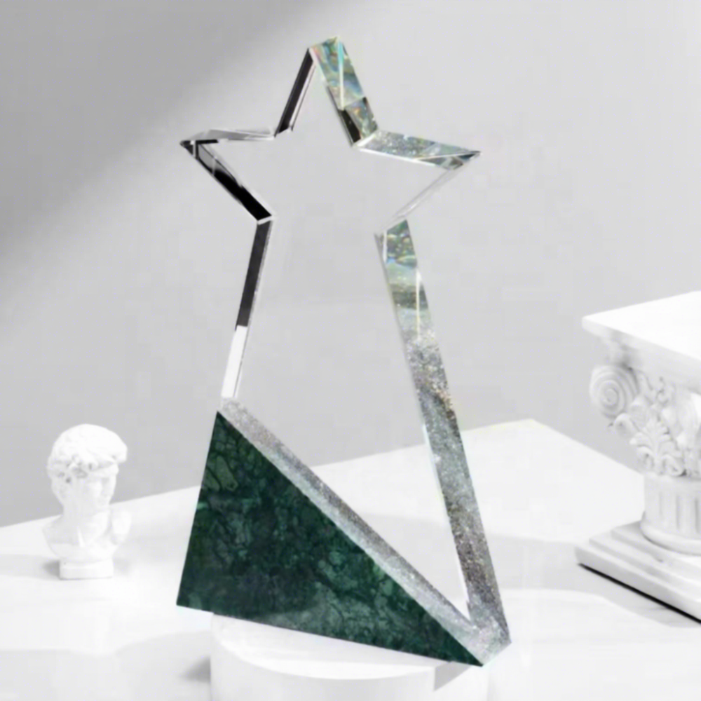 Engraved Crystal Trophy Bases Pyramid Style UV Printing Corporate Glory Professional Custom Logo