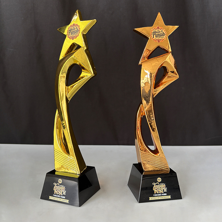 Gold Bronze Resin Star Crystal Plaque Crystal Trophy Award MH-LJ0450