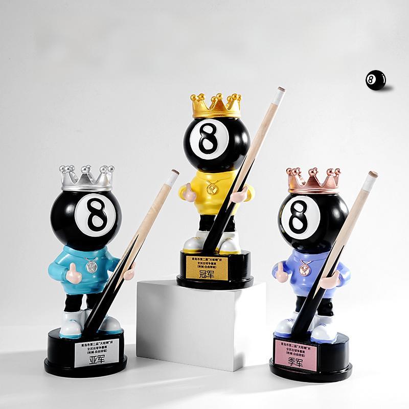 Custom Black Eight Figurine Trophy Eco-friendly Resin Trophy for Billiard Events