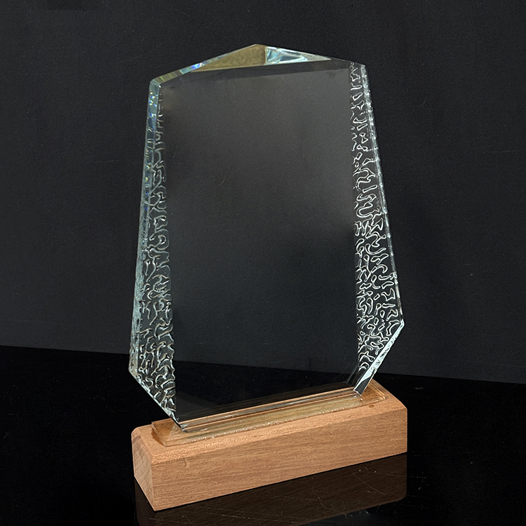 Blank Diamond Plaque Crystal Trophy with Wooden Base  MH-LJ0721