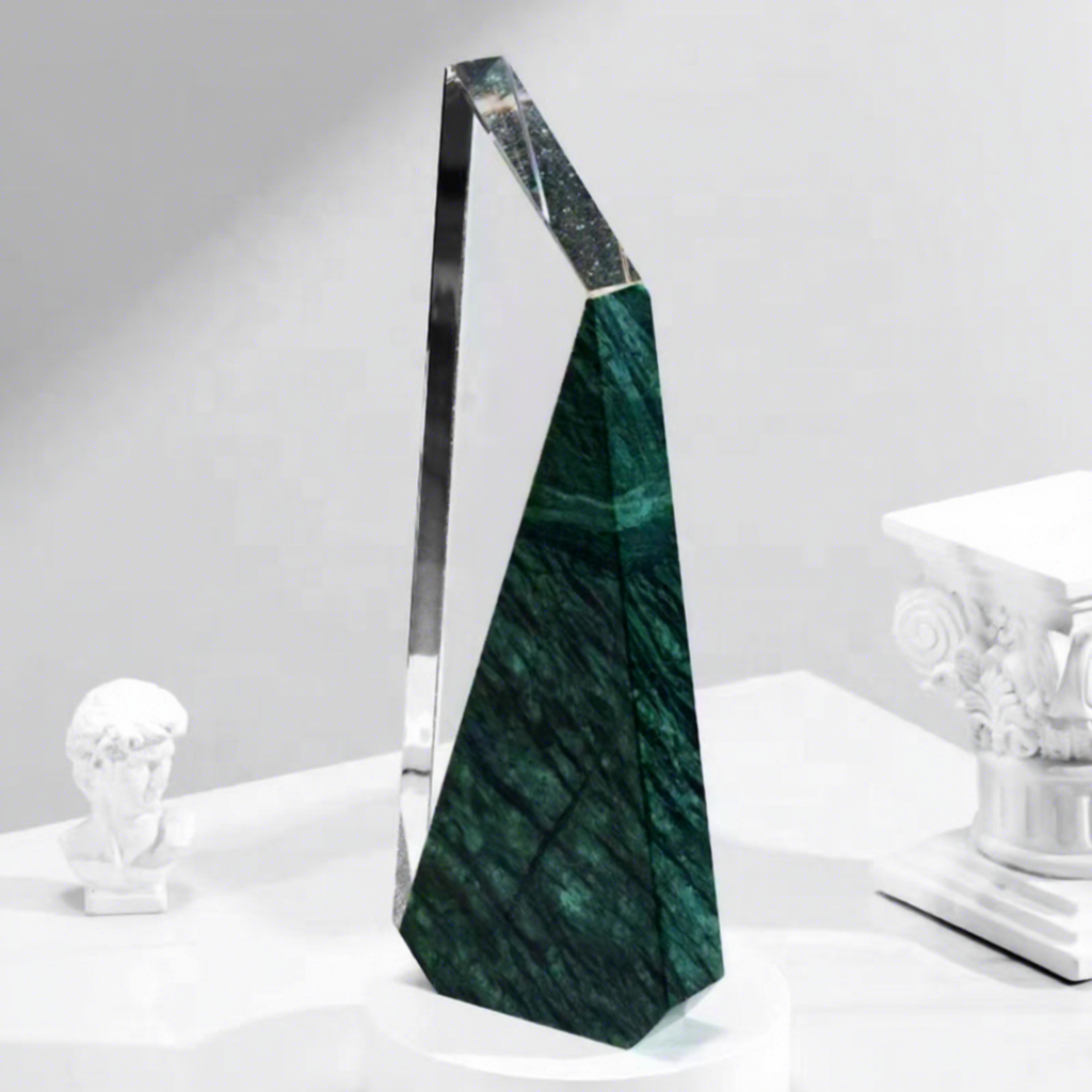 Engraved Crystal Trophy Bases Pyramid Style UV Printing Corporate Glory Professional Custom Logo