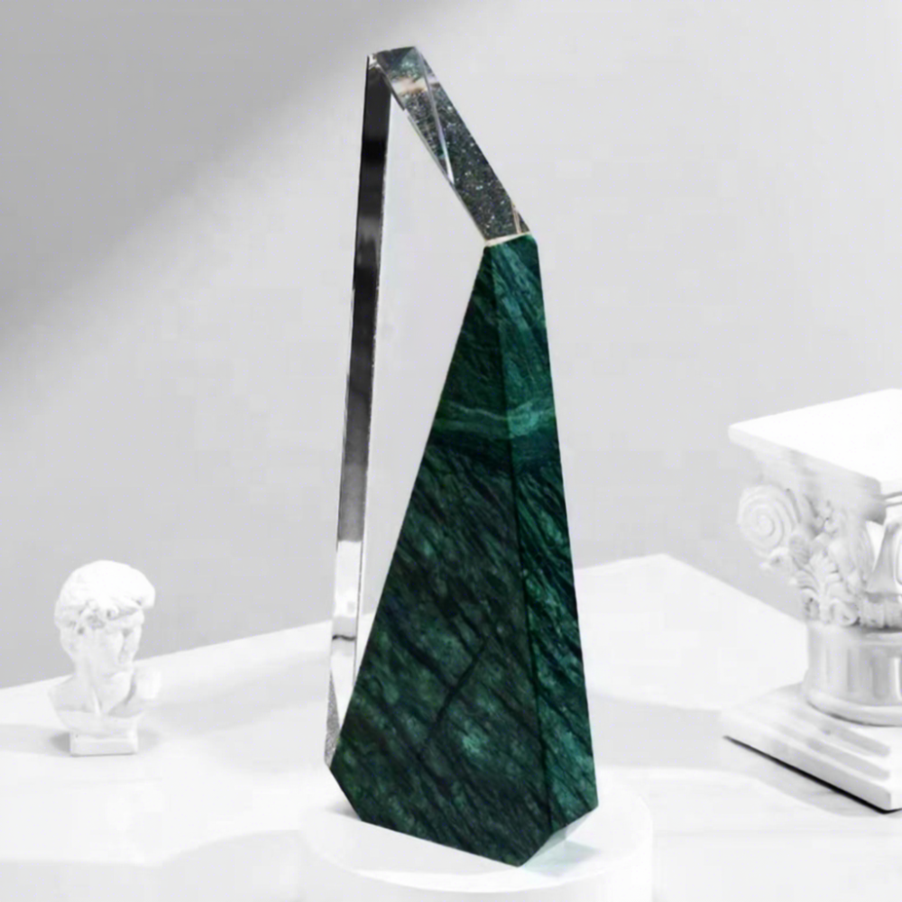 Engraved Crystal Trophy Bases Pyramid Style UV Printing Corporate Glory Professional Custom Logo