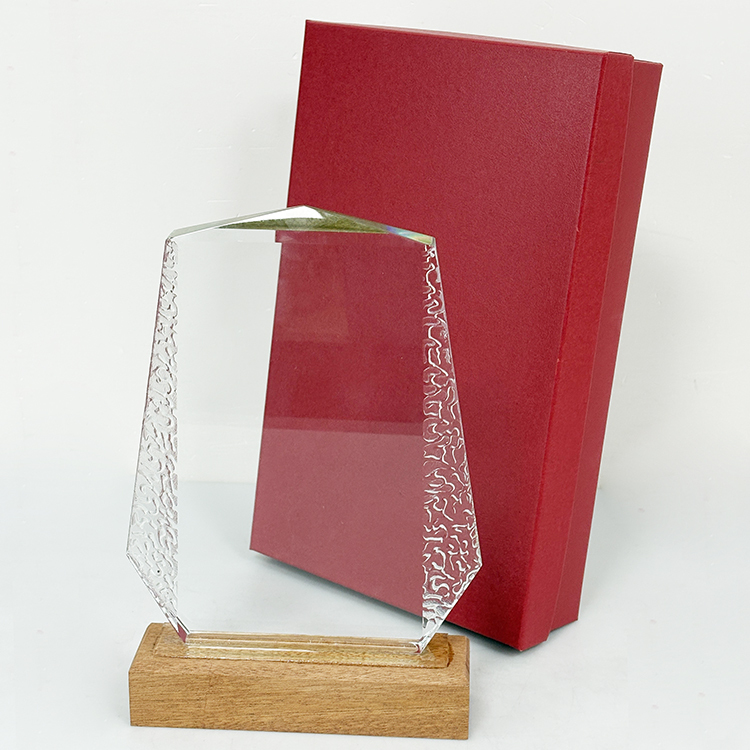 Blank Diamond Plaque Crystal Trophy with Wooden Base  MH-LJ0721