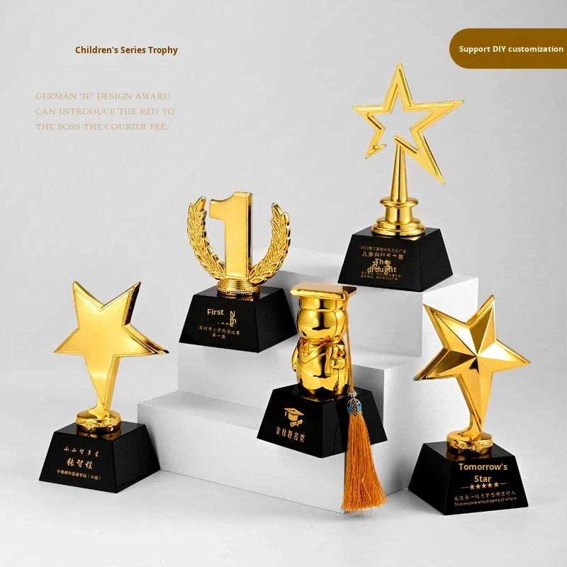 Custom Creative Five-Pointed Star Children's Crystal Trophy Sports Games Competition Souvenir Champion Small Customization