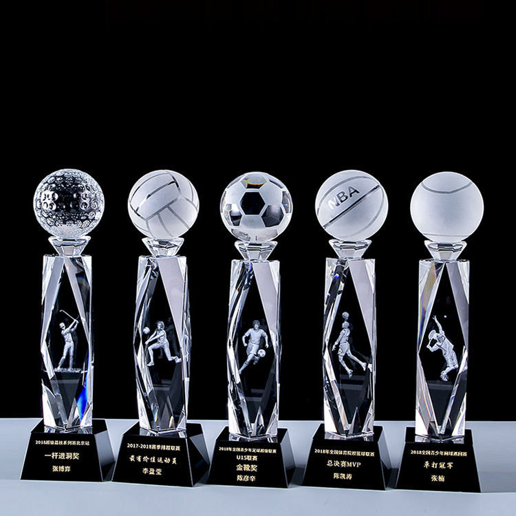 High Quality Custom Basketball Football Sports Crystal Trophy for Crystal Souvenir Crafts