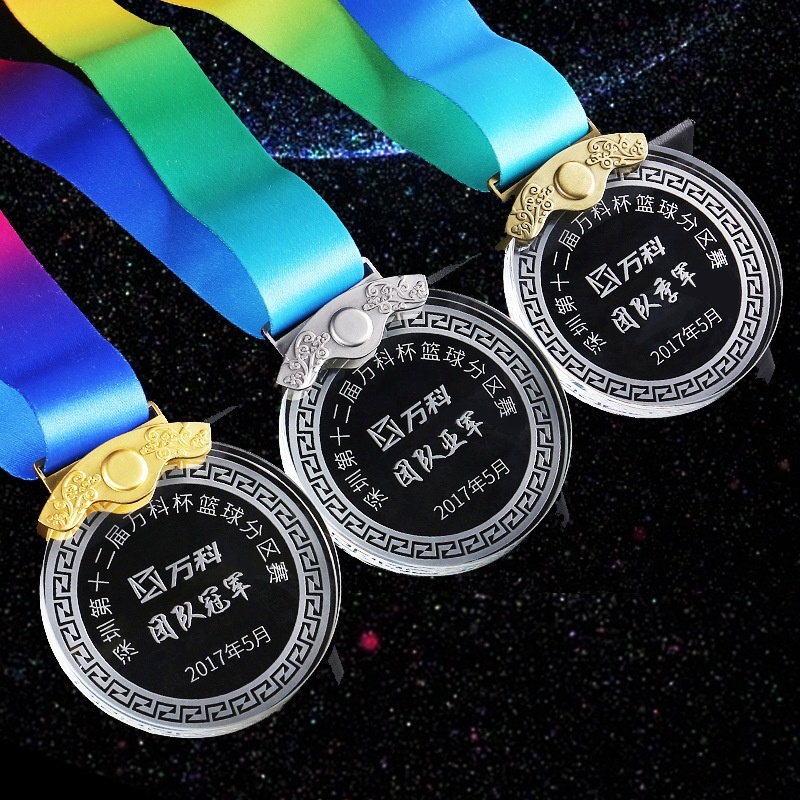 2D Engraved UV Printed Fashion Crystal Medals Round Ornament with Custom Logo for Sport Event Souvenirs Gift Box