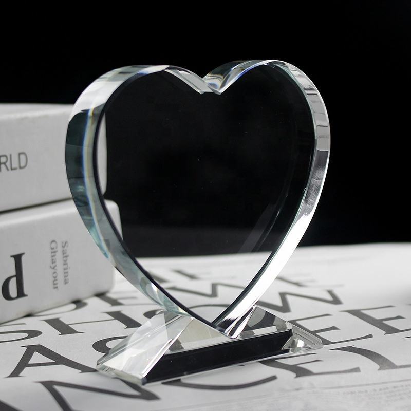 Custom Blank Crystal Trophy Award Personalized Blank Award Crystal Glass Romantic DIY Heart Trophy Designs