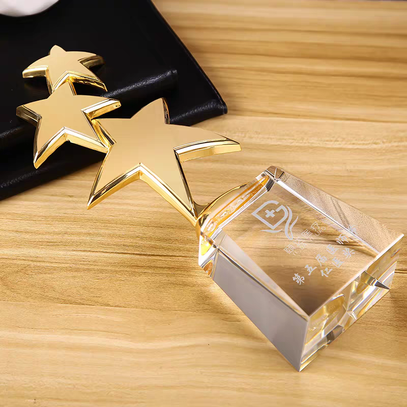Wholesale Creative Crystal Star Trophy Bulk Buy Sandblasted Custom Logo Dance Sports Award