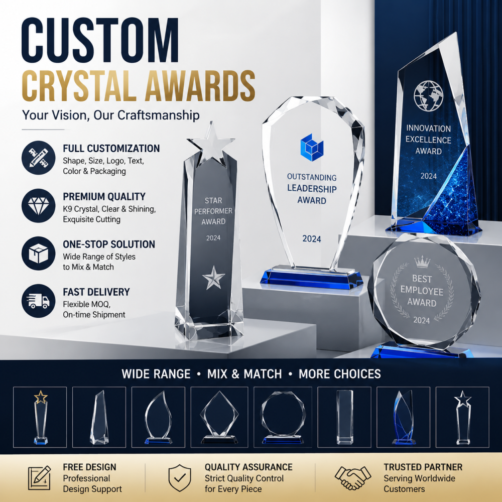 Customizable Crystal Trophy Annual Meeting Award Ceremony Outstanding Staff High-end Atmospheric Souvenirs Creative Trophy