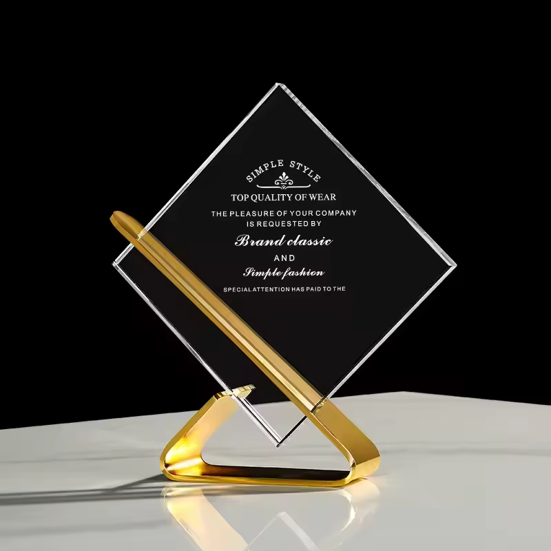 Gold Silver Copper Metal Crystal Awards Laser Engraved Personalized Glass Trophies and Awards
