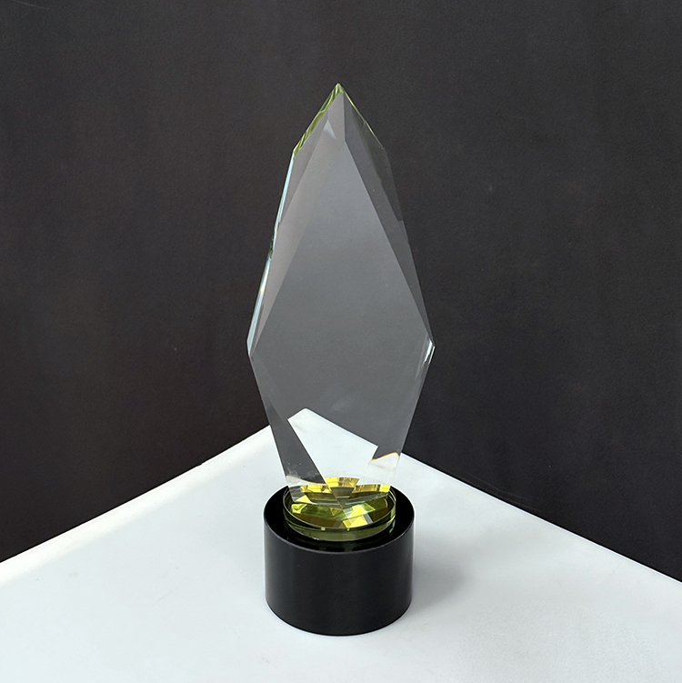Blank Glass Crystal Trophy with Round Black Base MH-J0655