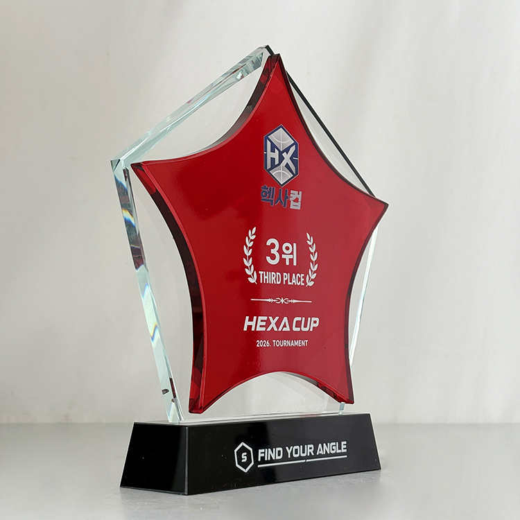 Red Star Optical Crystal Glass Trophy Plaque MH-LJ0628