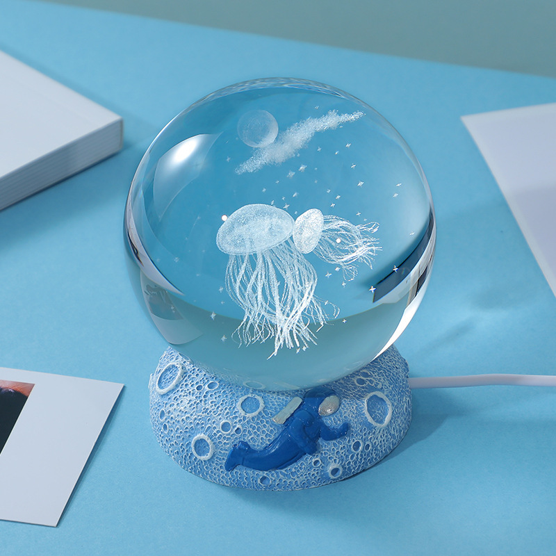Drop Shipping Wholesale Art Crystal Ball Night Lamp 3d Luminous Solar System Crystal Ball Decoration Led Night Lights