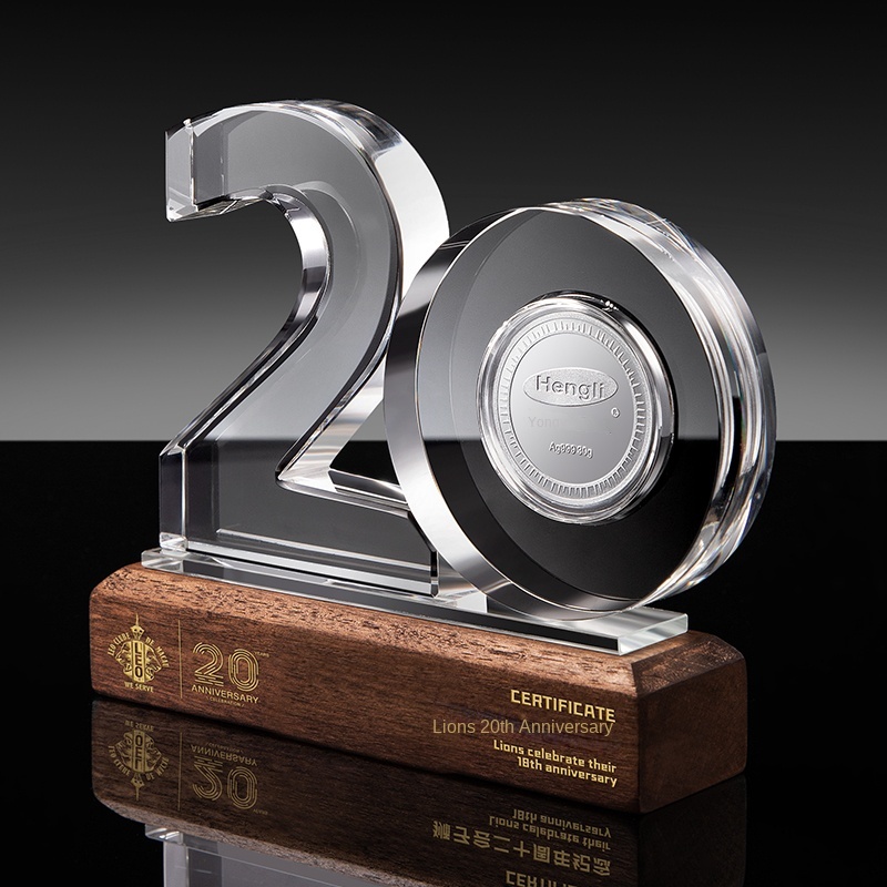 2024 Crystal Trophy Custom-Made Anniversary Badge Inlaid Medal Excellent Staff High-Grade Number-Shaped UV Trophy