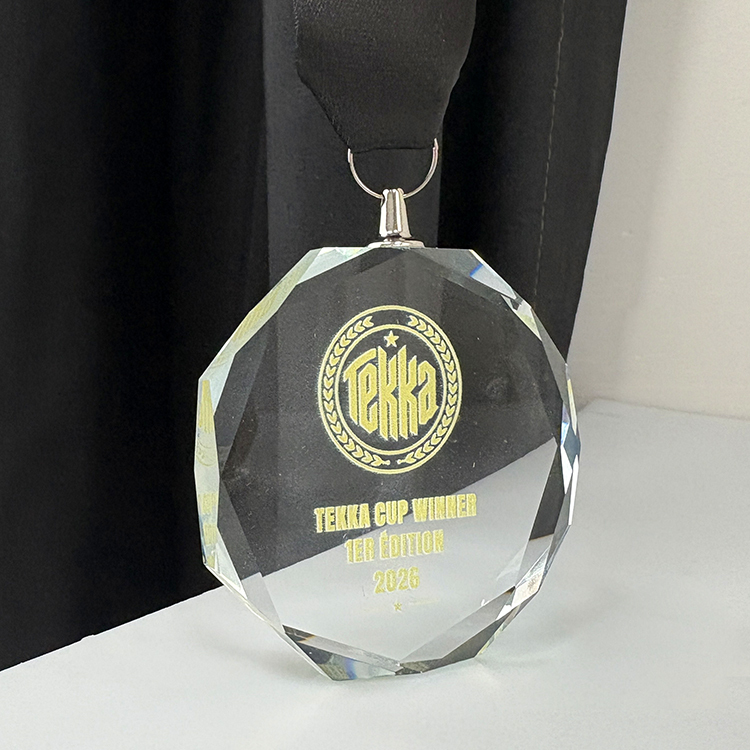 Personalized Crystal Glass Octagon Shaped Medallion Medal MH-LJ0661